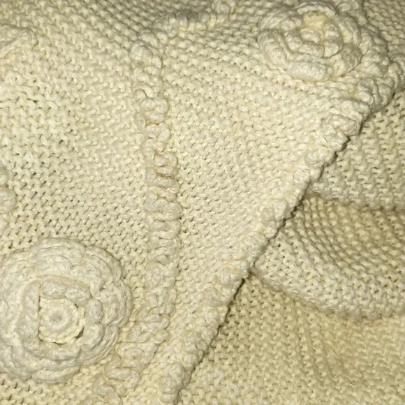 Vintage Boho M/L Cottagecore Grandmacore Hand Knit Cotton Longline Cardigan - Picture 8 of 8